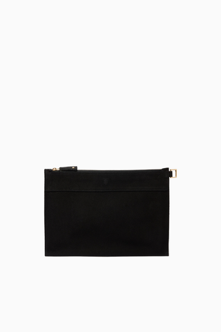 Medium Pouch in Suede Siyah Şık Süet Clutch