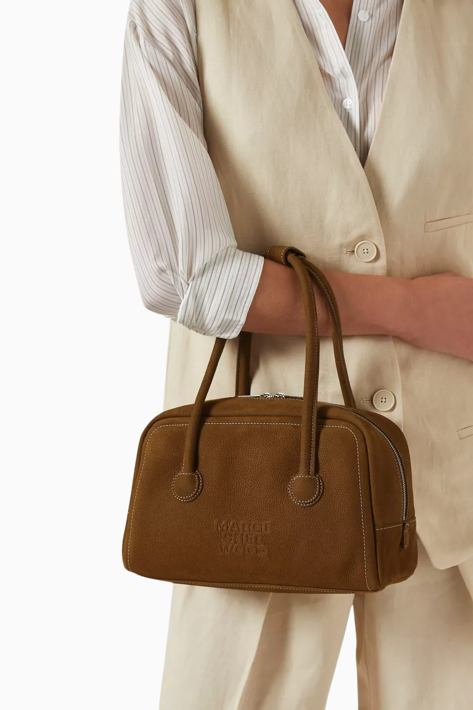 Soft Tote Çanta Hush Nubuck Deri Kahverengi, Lüks ve Zarif Tasarım