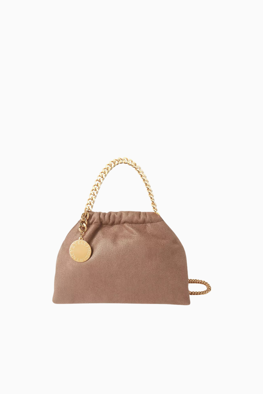 Mini Falabella Bej Renkli, Shaggy Deer Vegan Deri, Çekme İpli Omuz Çantası