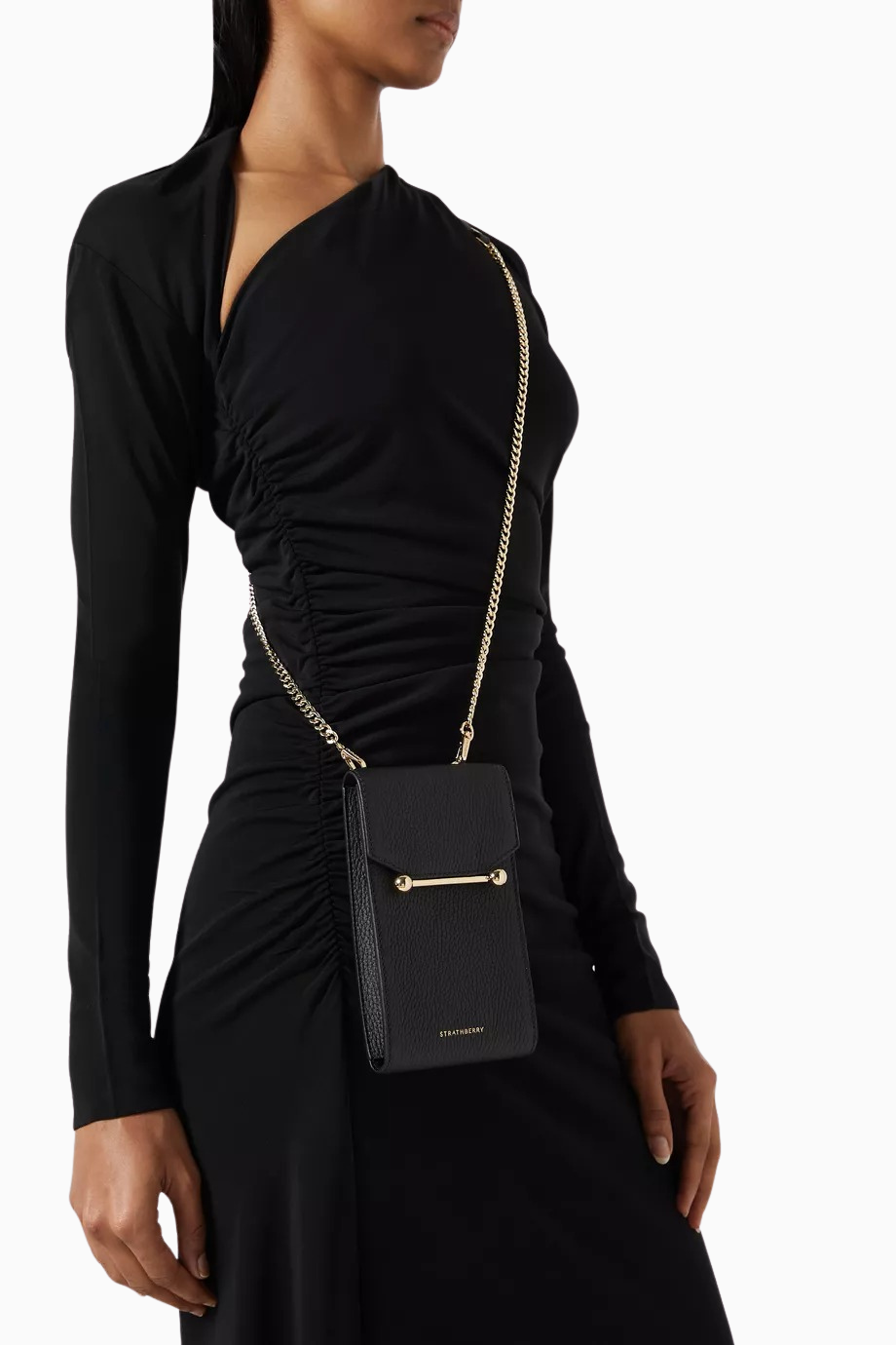 Mosaic Siyah Deri Phone Pouch Çanta, Şık ve Kompakt Tasarım