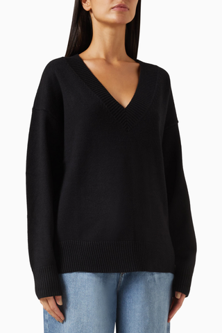 Oversize Deep V Triko Kazak, Modern Rahat-Şık Kadın Stili