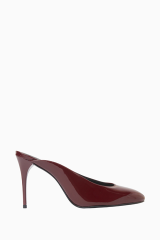 100mm Stiletto Topuklu Patent Deri Almond-toe Mules, Günlük ve Gece Şıklığı