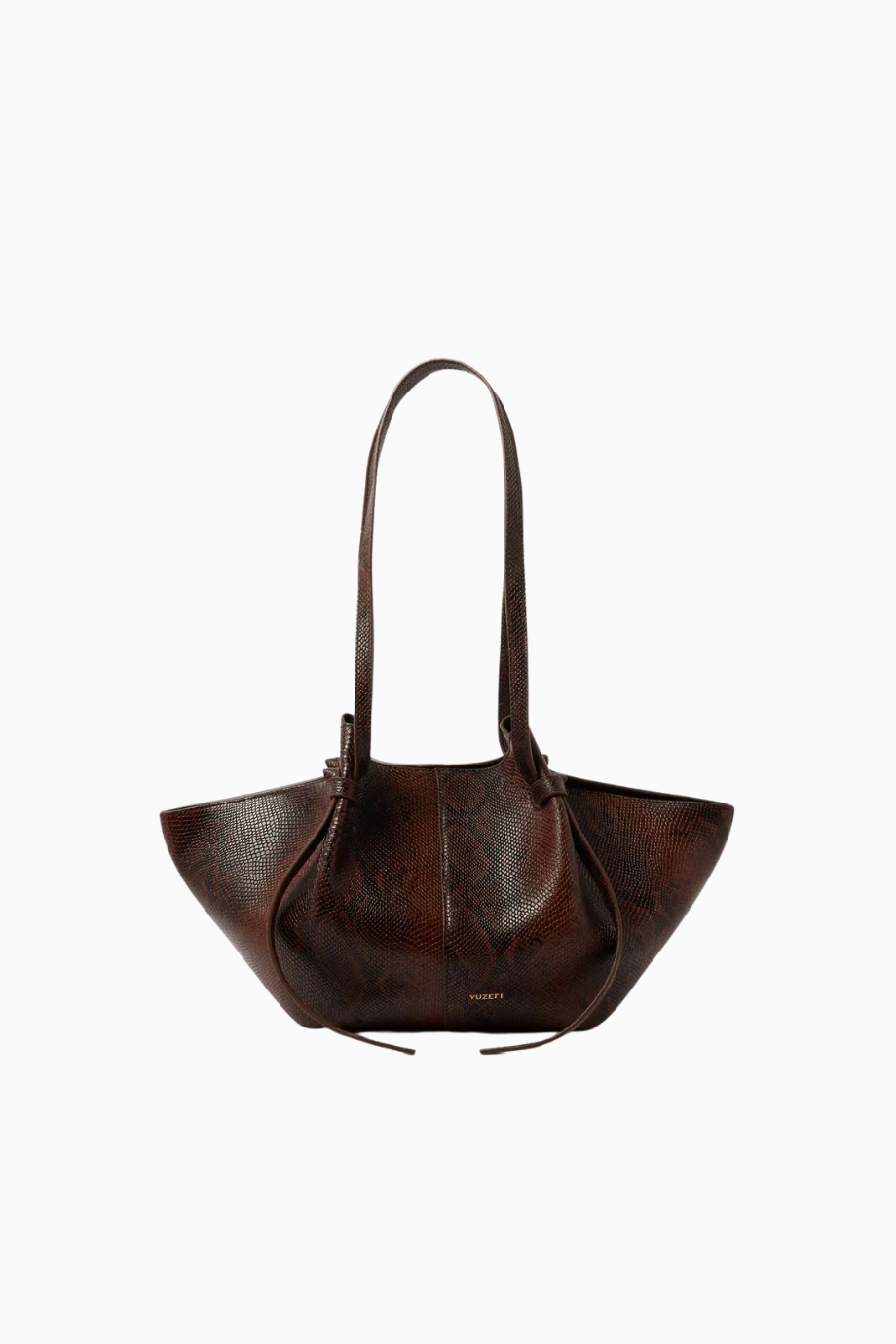 Mochi Kahverengi, Yılan Desenli Deri Knotted Askılı, Lüks Tote Çanta