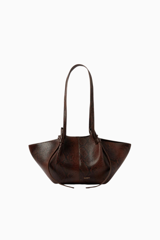 Mochi Kahverengi, Yılan Desenli Deri Knotted Askılı, Lüks Tote Çanta