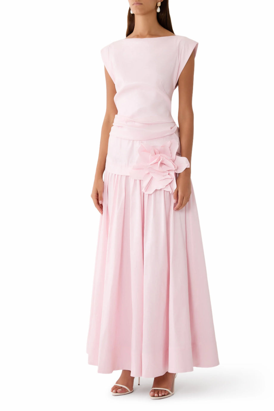 Delph Saten Floral Detaylı Maxi Kadın Elbise
