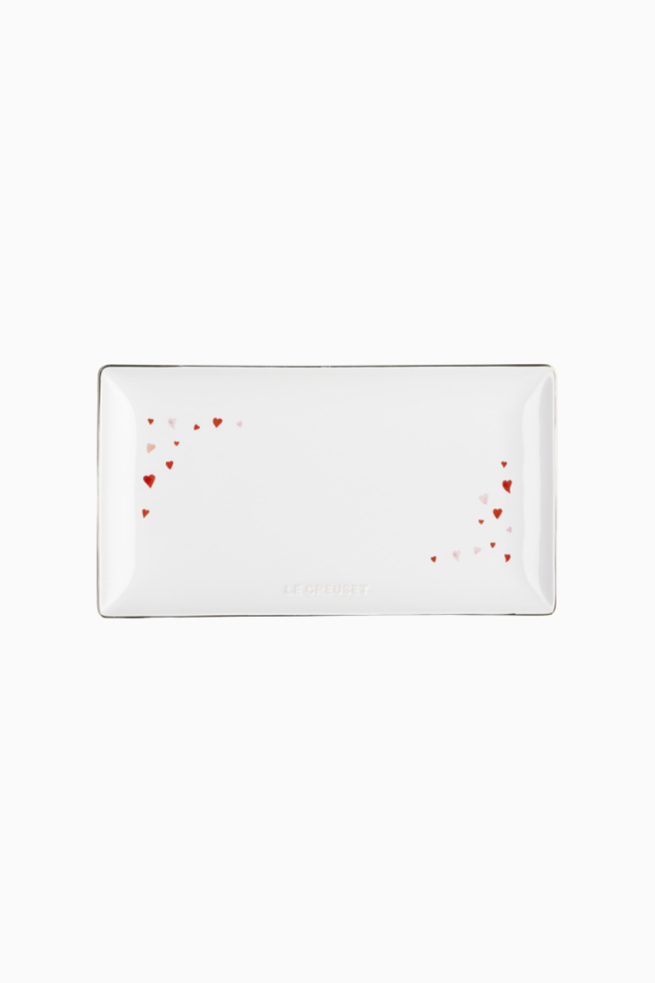 Hearts Seramik Servis Tabağı Altın Detaylı Dikdörtgen 22 cm