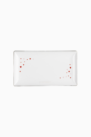 Hearts Seramik Servis Tabağı Altın Detaylı Dikdörtgen 22 cm