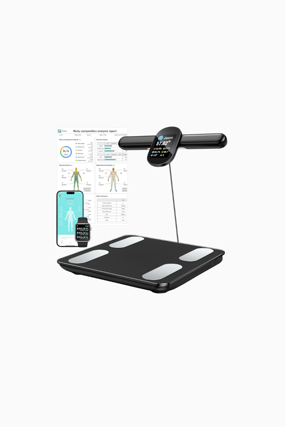 Akıllı El Sensörlü Vücut Yağı Tartısı, 28 Vücut Analizi, 24 Kullanıcı, TFT Ekranlı