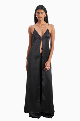 Satin V Neck Longline Camisole Kadın Bluz