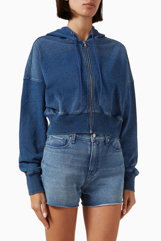 Jeanius Zip Up Hoodie, Denim Esintili Rahat-Şık Kadın Sweatshirt