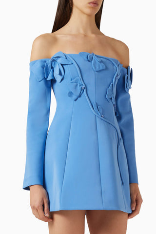 Newmoat Nakışlı Off-Shoulder Kadın Mini Elbise