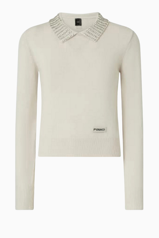 Ventotene Embellished Sweater Lüks,Taş Detaylı Gümüş Renk Triko