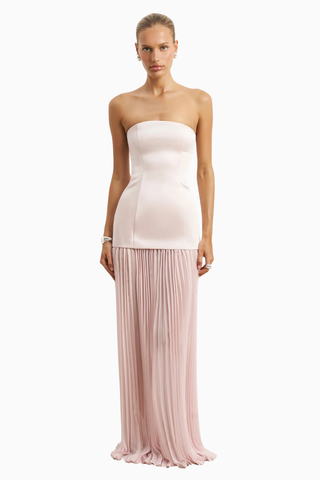 Satin Structured Bodice Gown Kadın Elbise