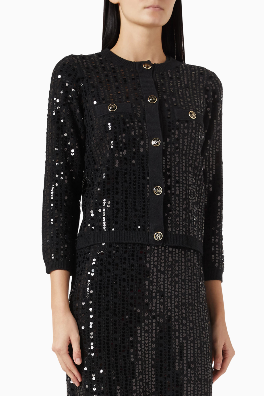 Siena Bouclé Sequin Hırka, Işıltılı Düğme Detaylı Yeni Sezon
