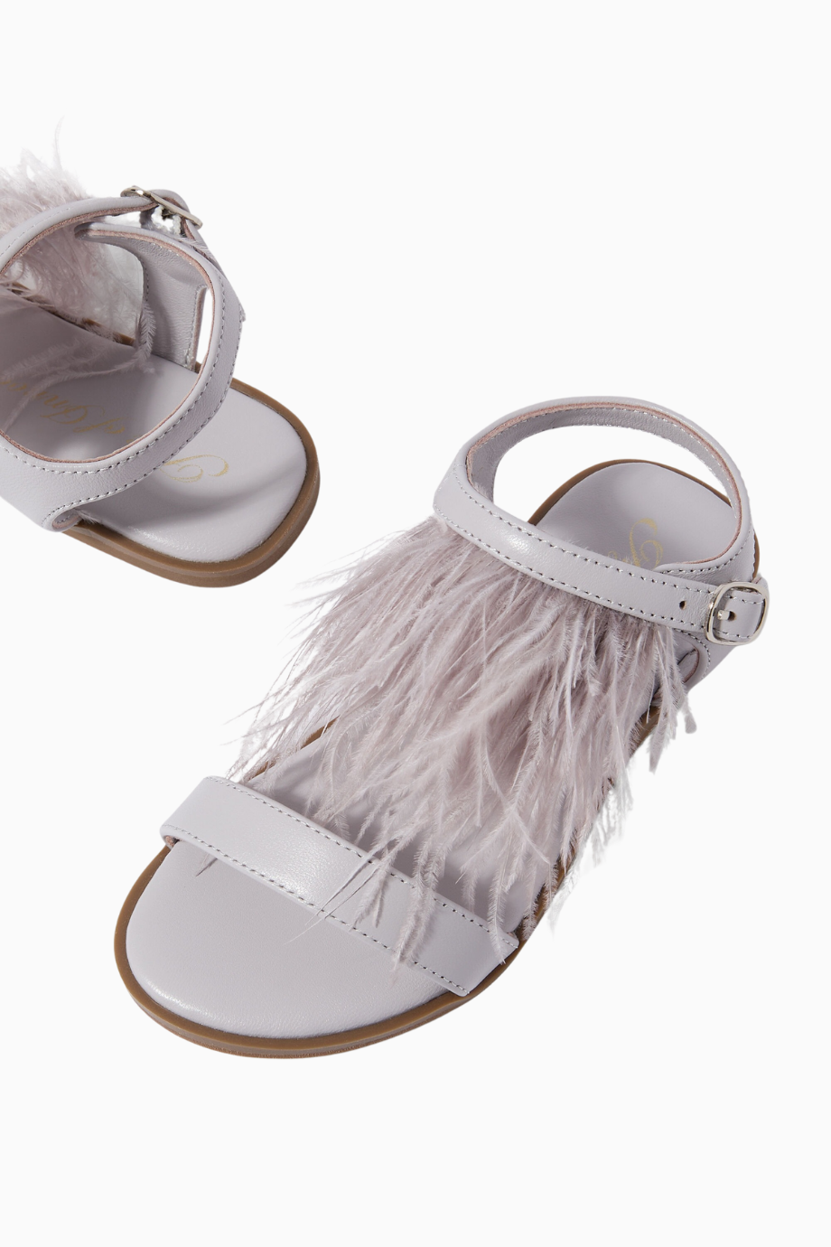 Kids Elle Deri Tüy Detaylı Sandalet
