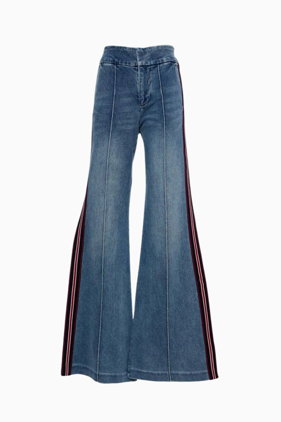Çizgili Retro Tarz İspanyol Paça Jean