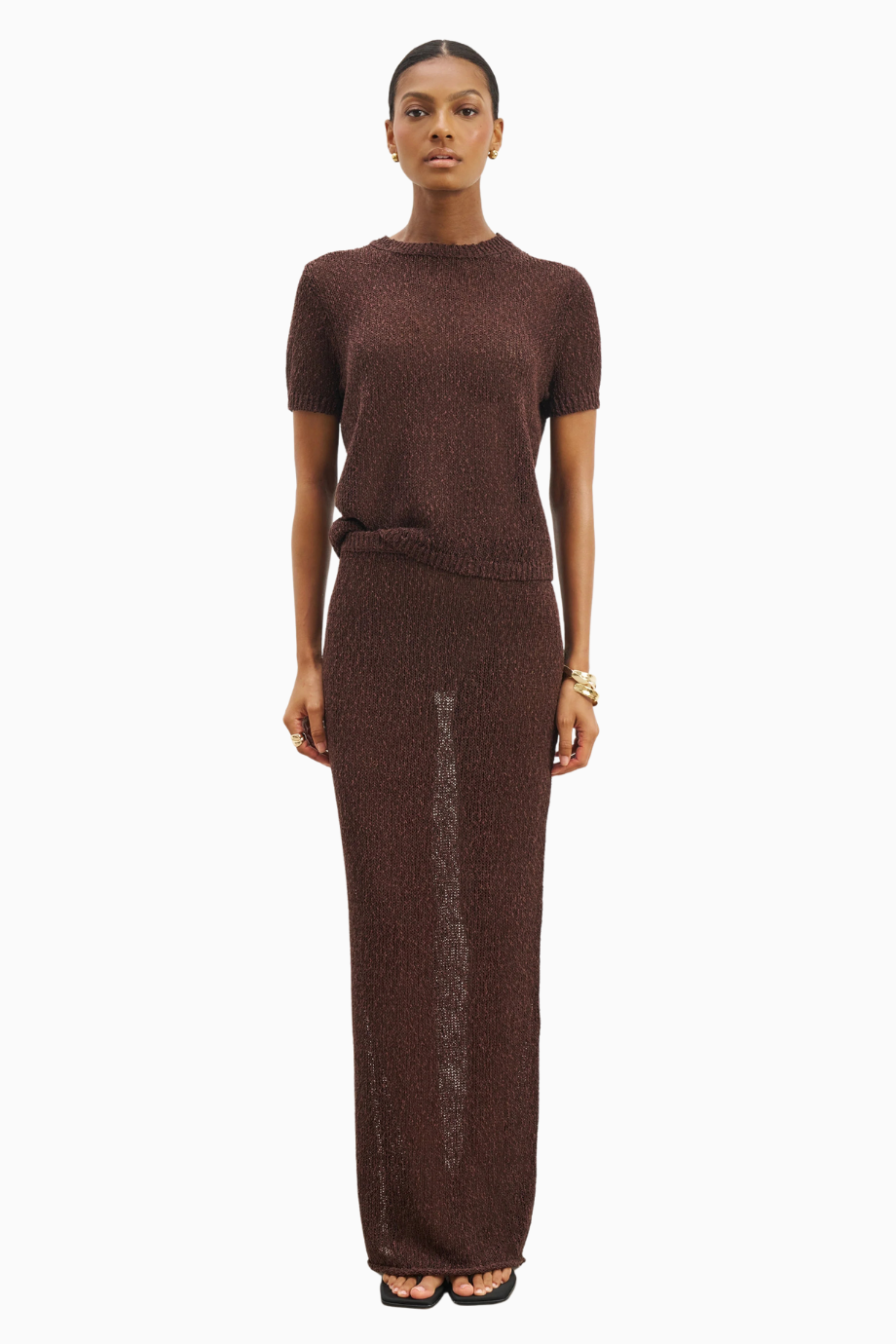 Crochet Knit Maxi Kadın Etek