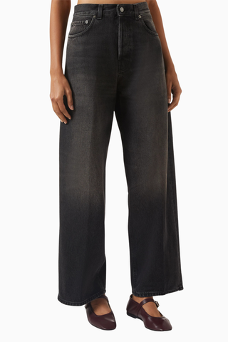 Bethany Wide-leg Jeans, Siyah-Modern Kadın Yüksek Bel Jean