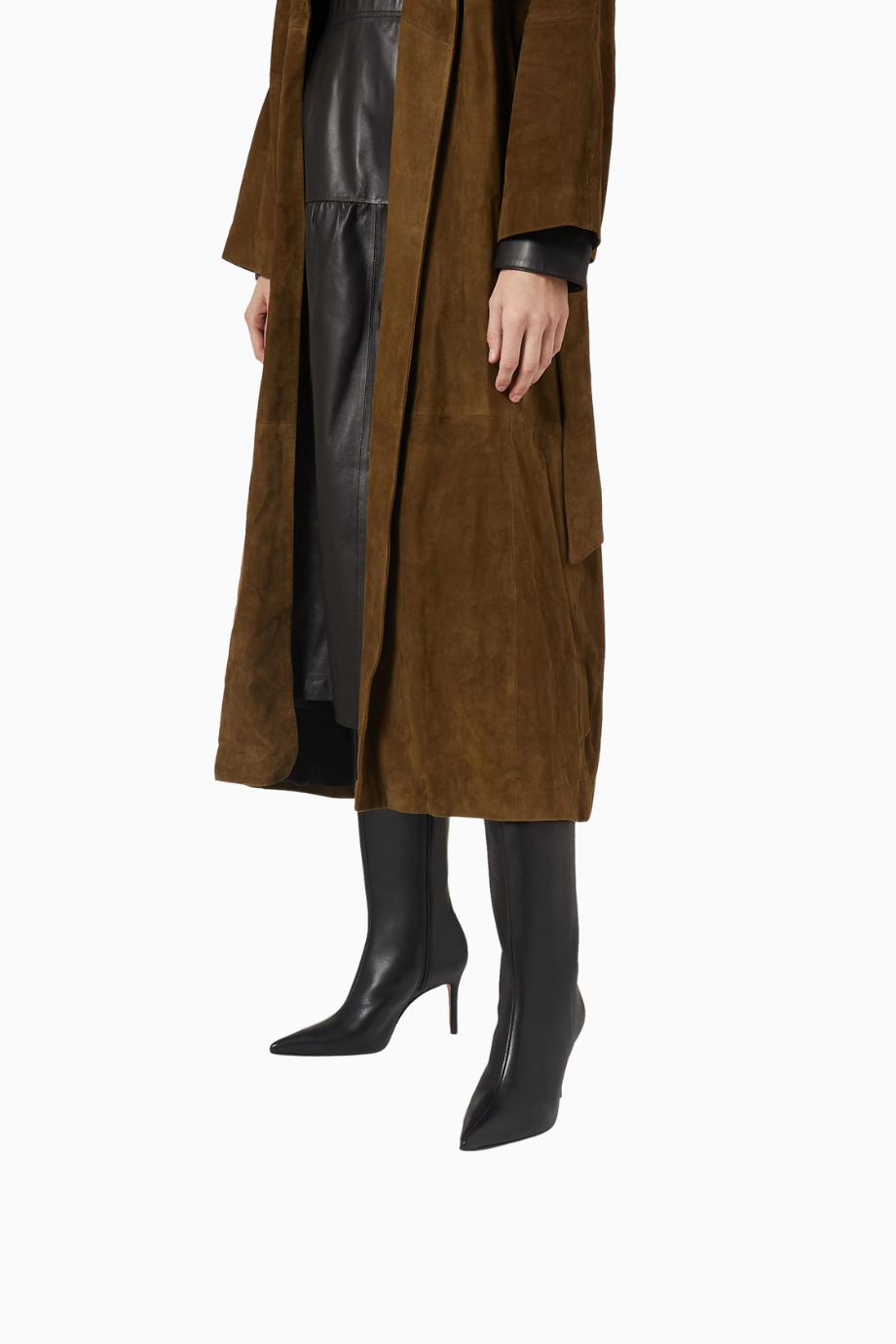 City Natural 85 Siyah Deri Diz Boyu, Blok Topuklu Çizme