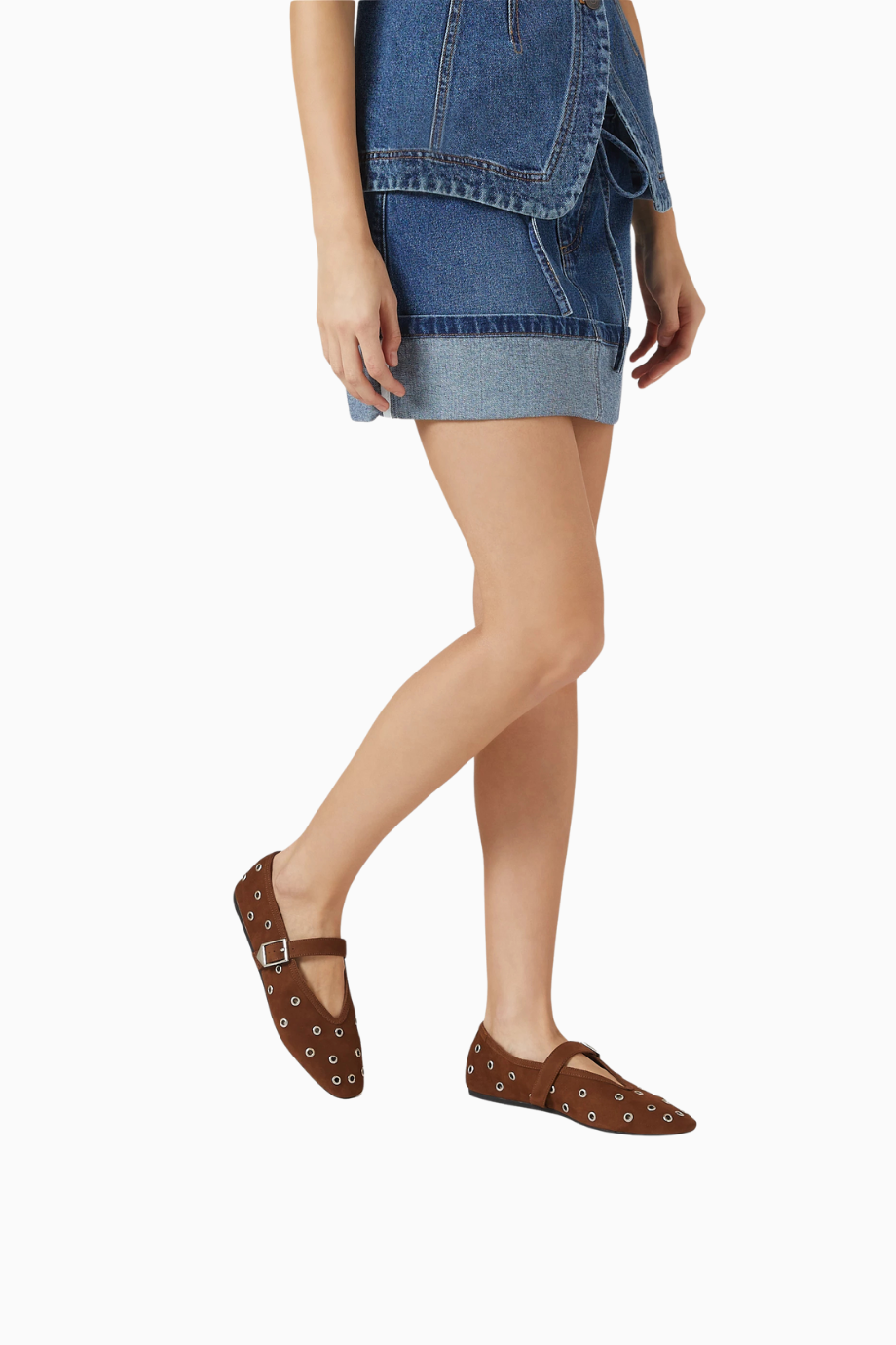 Cool Ballerina Süet Göz Detaylı, Ayarlanabilir Bantlı Lüks ve Zarif Balerin Ayakkabı