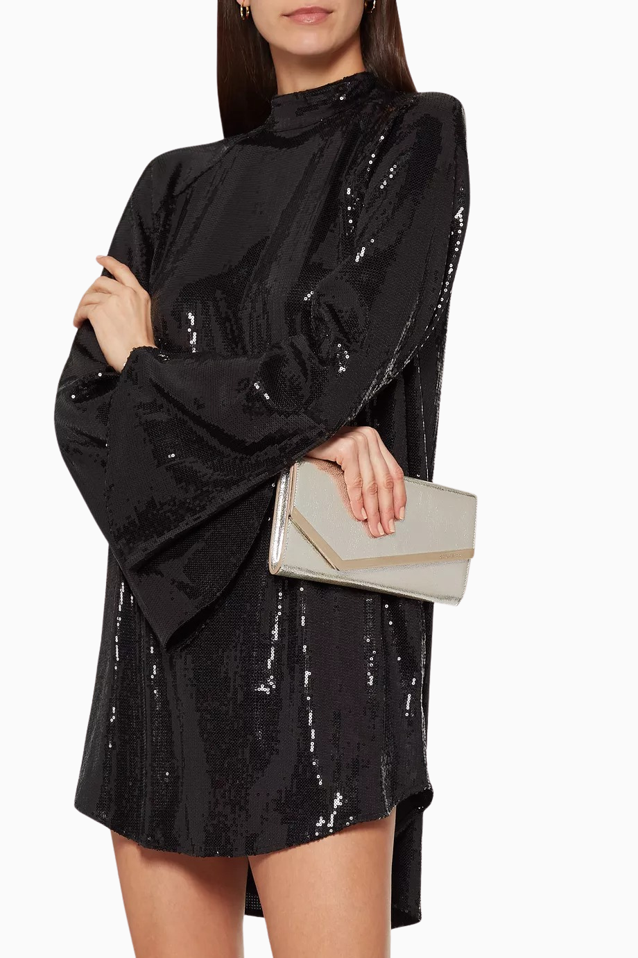 Emmie Glitter Clutch Çanta, Simli Deri, Zincir Askılı Lüks Gece Tasarımı