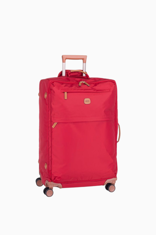 X-Travel 71 cm Parlak Geri Dönüştürülmüş Naylon ve Deri Detaylı Lüks Seyahat Valizi