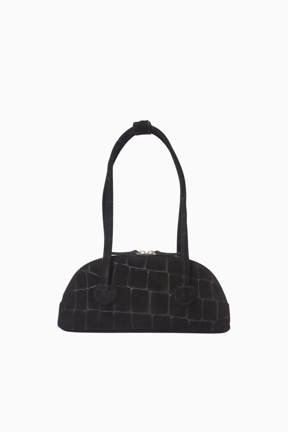 Bessette Siyah Kroko Desenli Süet Omuz Çantası, Retro Şıklık ve Minimalist Tasarım