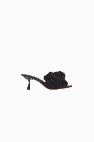 Flourish 64 Suede Detaylı, 3D Çiçekli Açık Burun Topuklu Mule Sandalet