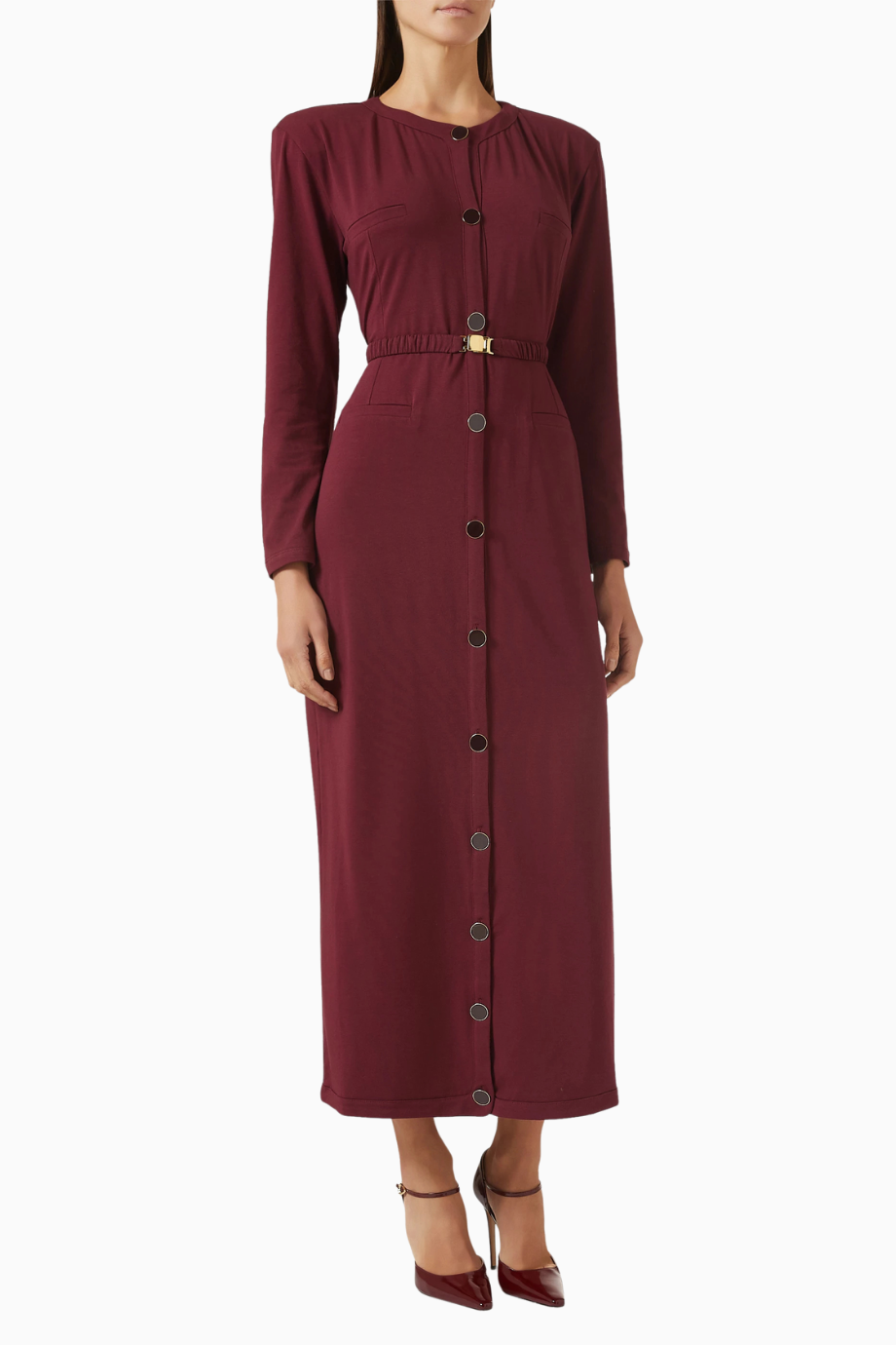 Belted Cardigan Dress, Lüks Örgü Kumaşlı Kuşaklı Şık Triko Elbise