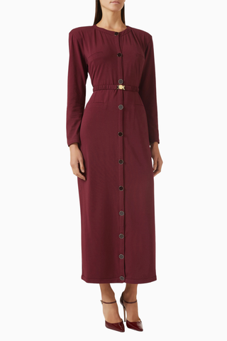 Belted Cardigan Dress, Lüks Örgü Kumaşlı Kuşaklı Şık Triko Elbise