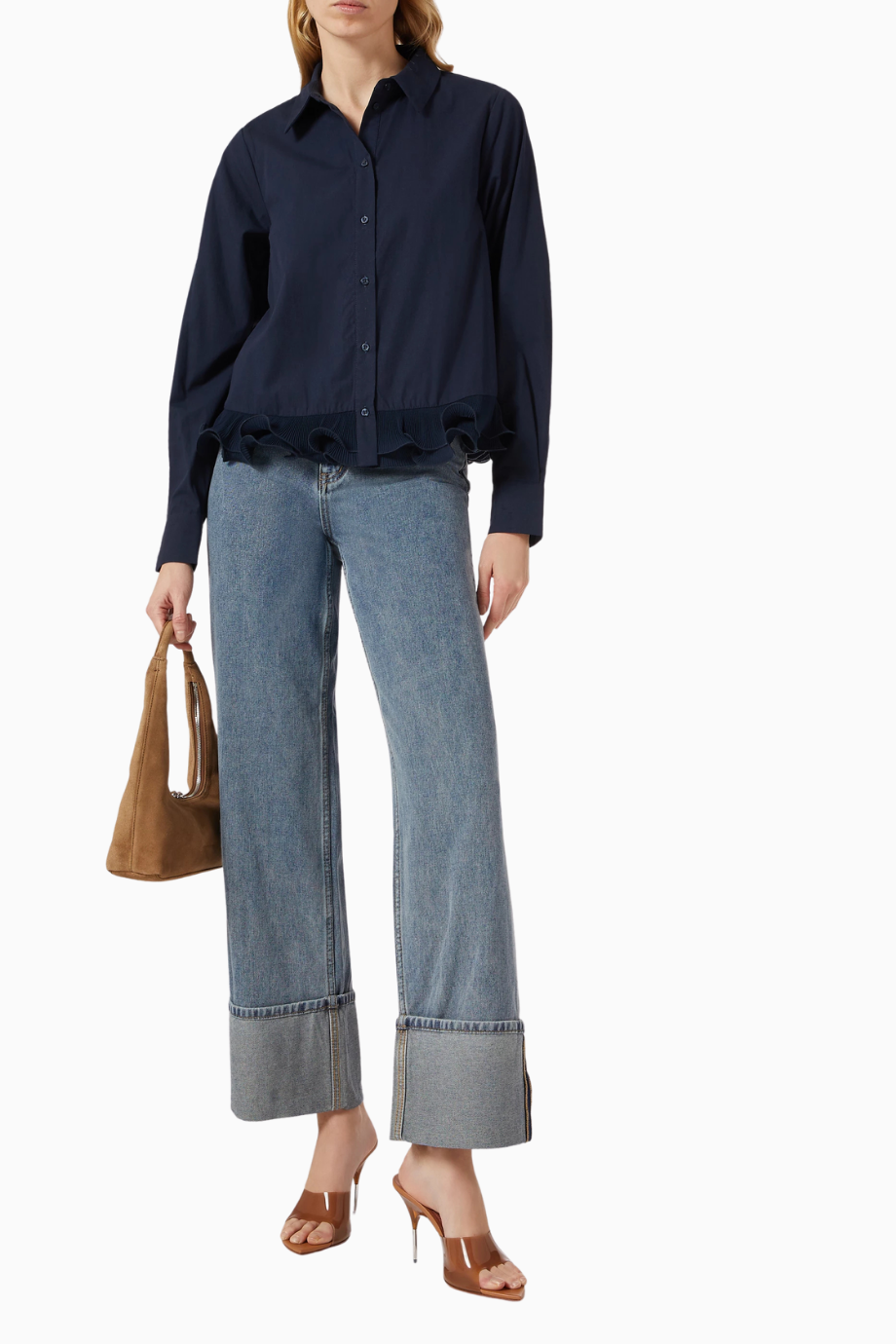 Yastira Geniş Paça Açık Mavi Denim Jean, Organik Pamuklu
