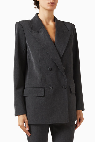 Oversize Çift Düğmeli Blazer, Modern Güç-Şık Kadın Ceket