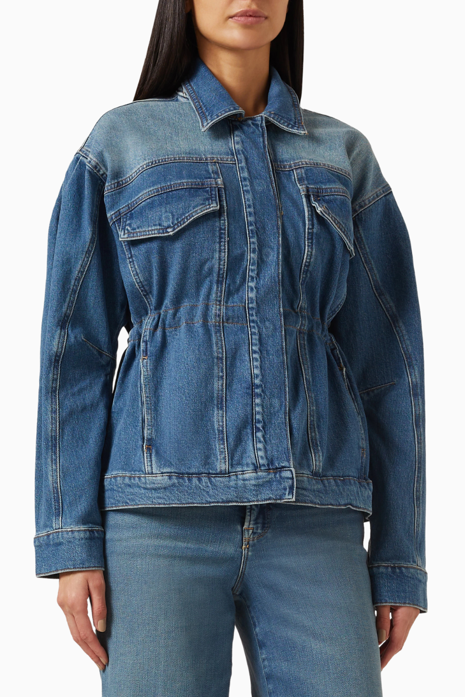 Barrel Kollu Oversize Denim Ceket, Modern Şık Kadın Dış Giyim