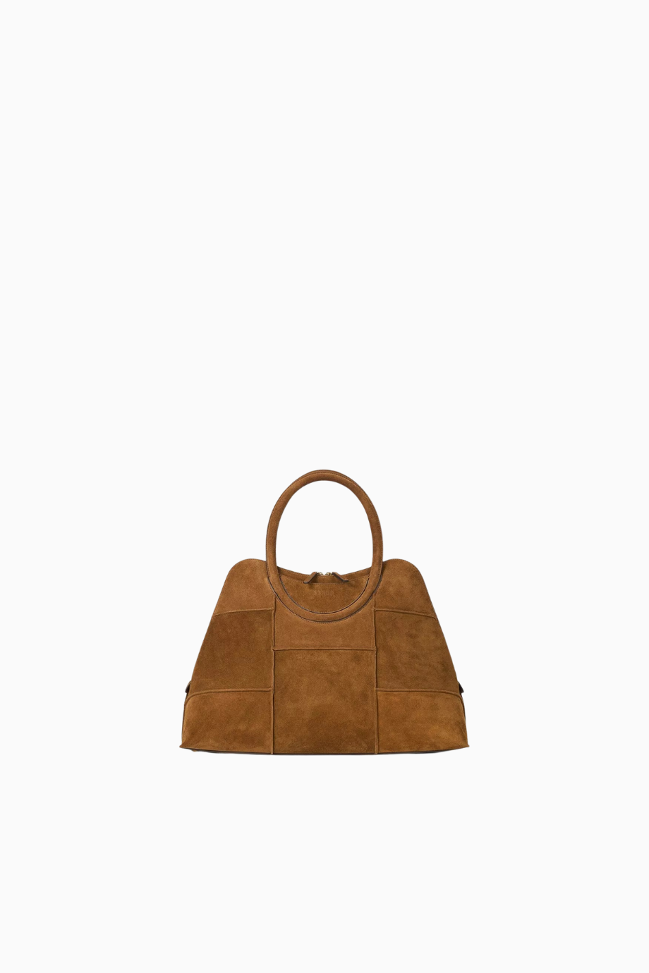 Naomi Kahverengi Patchwork Süet Satchel Çanta, Zarif ve Modern Tasarım