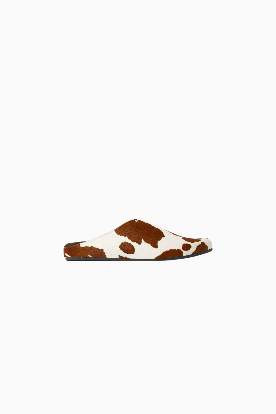 Kahverengi Beyaz İnek Desenli, Calf Hair Kadın Terlik Clogs
