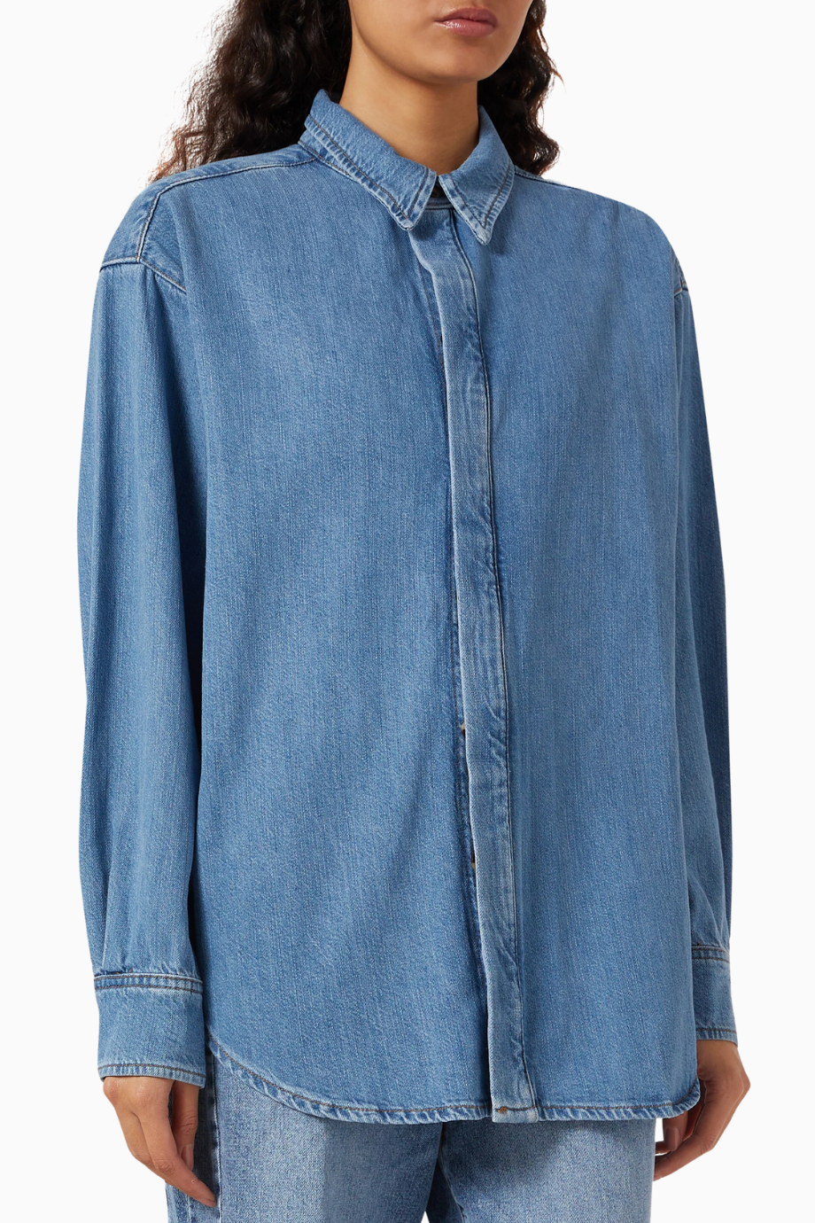 Oversized Denim Shirt, Rahat-Şık Kadın Jean Gömlek
