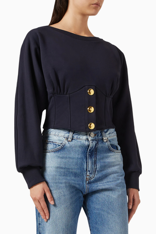 Mantovana Cotton Sweater Lüks, Koyu Mavi Bustier Detaylı