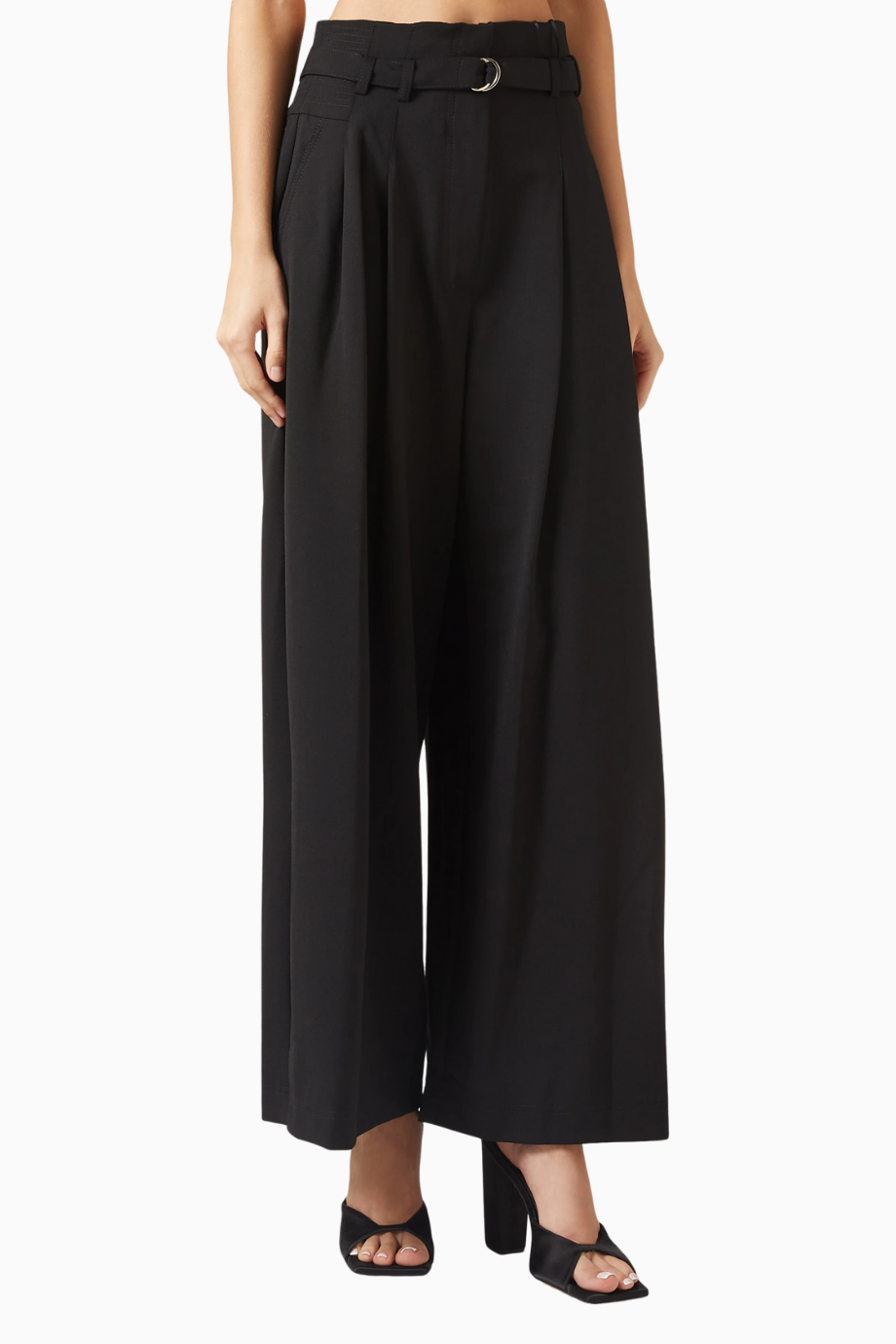 Bondeno Wide-leg Pantolon, Kemerli, Pileli ve Modern Rahat Siluet