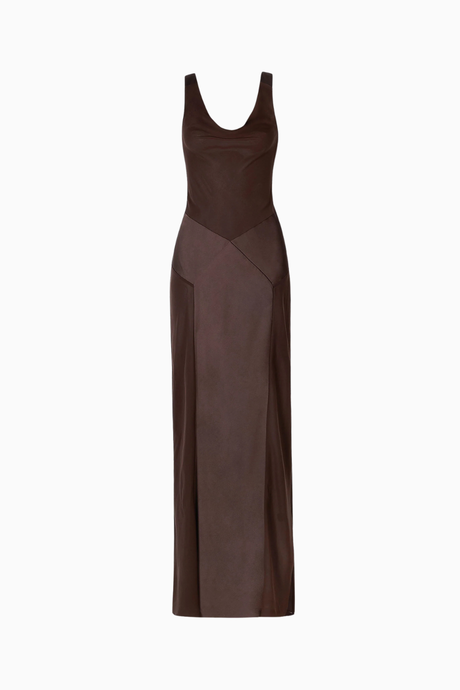 Cowl Neck Satin Panel Gown Draped Bias Cut Maxi Dress Kadın Elbise