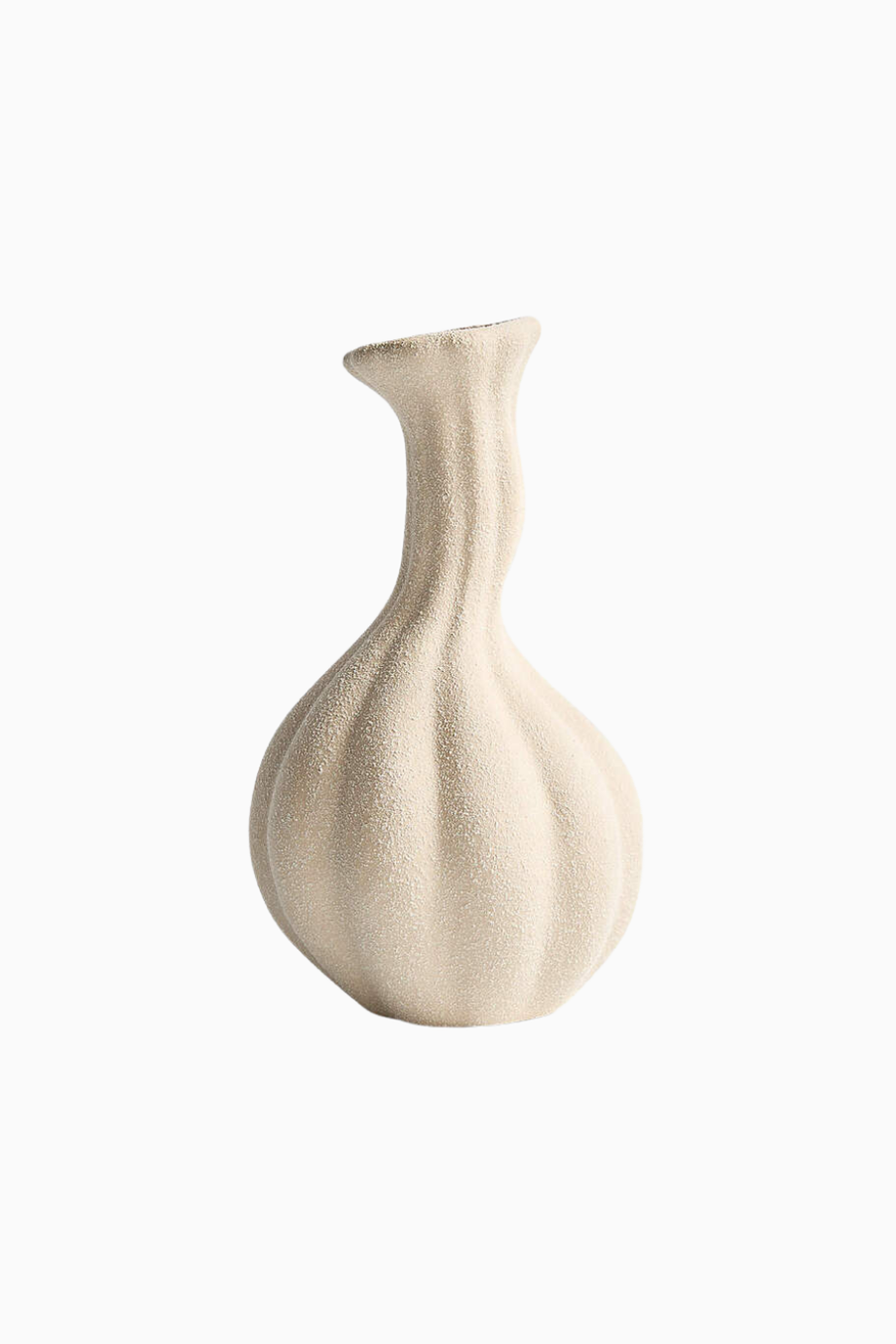 Gourdgeous Küçük Krem Toprak Vazo 9.5", El Yapımı Mat Sırlı Dekoratif Vazo