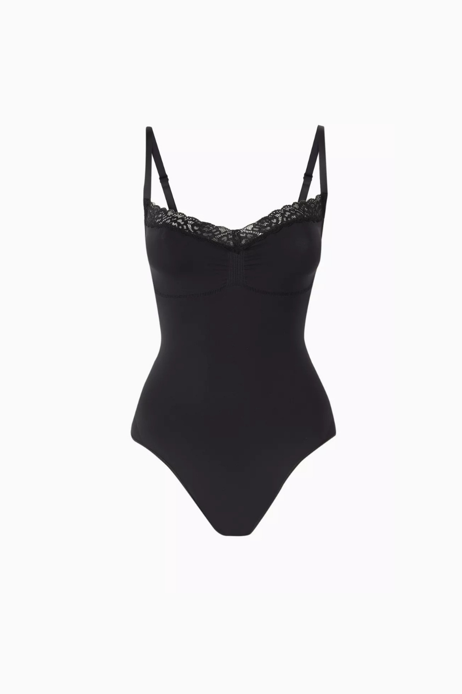 Kusursuz Şekillendirici Dantel Tanga Bodysuit, Onyx Siyah, Güçlü Destek ve Şık Tasarım