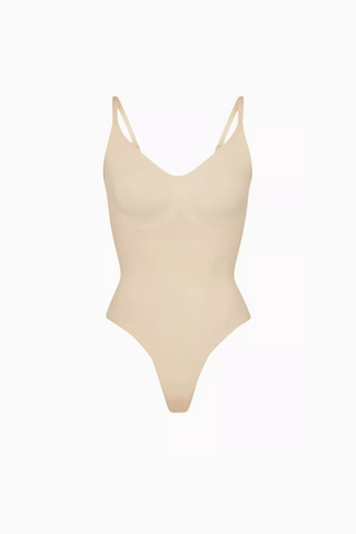 Seamless Sculpt Thong Bodysuit, Dikişsiz Body, Yüksek Paça ve Kepçe Yaka