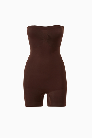 Seamless Sculpt Strapless Mid-Thigh Bodysuit, Askısız Şekillendirici Tulum