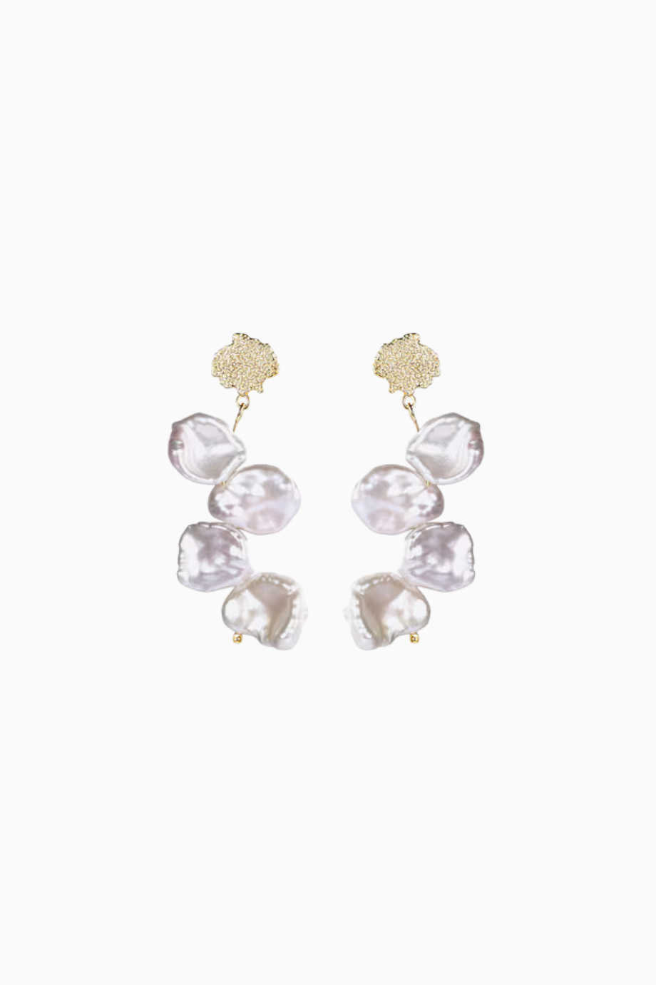 SATU Küpe, 18 Ayar Altın Kaplama 925 Ayar Gümüşten, Beyaz Tatlı Su İncili