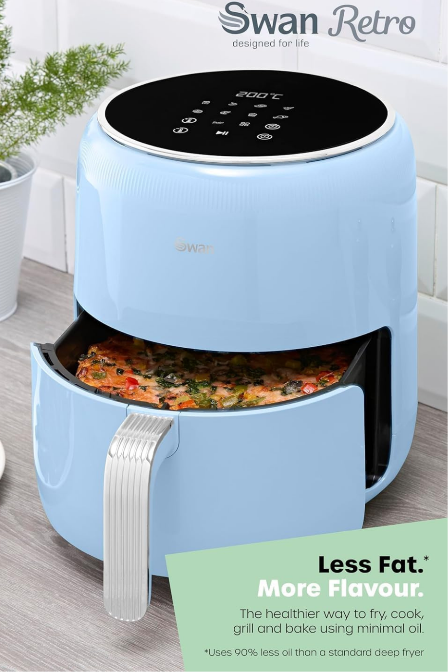 Retro Dijital Hava Fritözü - Swan Cyclone Teknolojisi, 8 Ön Ayarlı Pişirme Seçeneği, 4,5 L