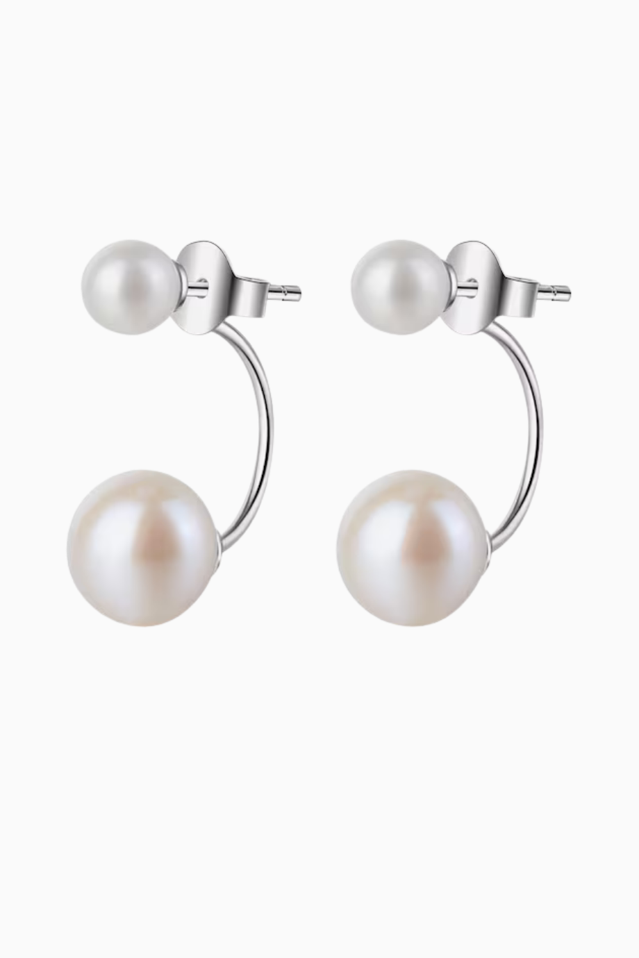 MEGUMI Küpeleri, 925 Ayar Gümüş, Tatlı Su İncili, Çift Taraflı Zarif Tasarım