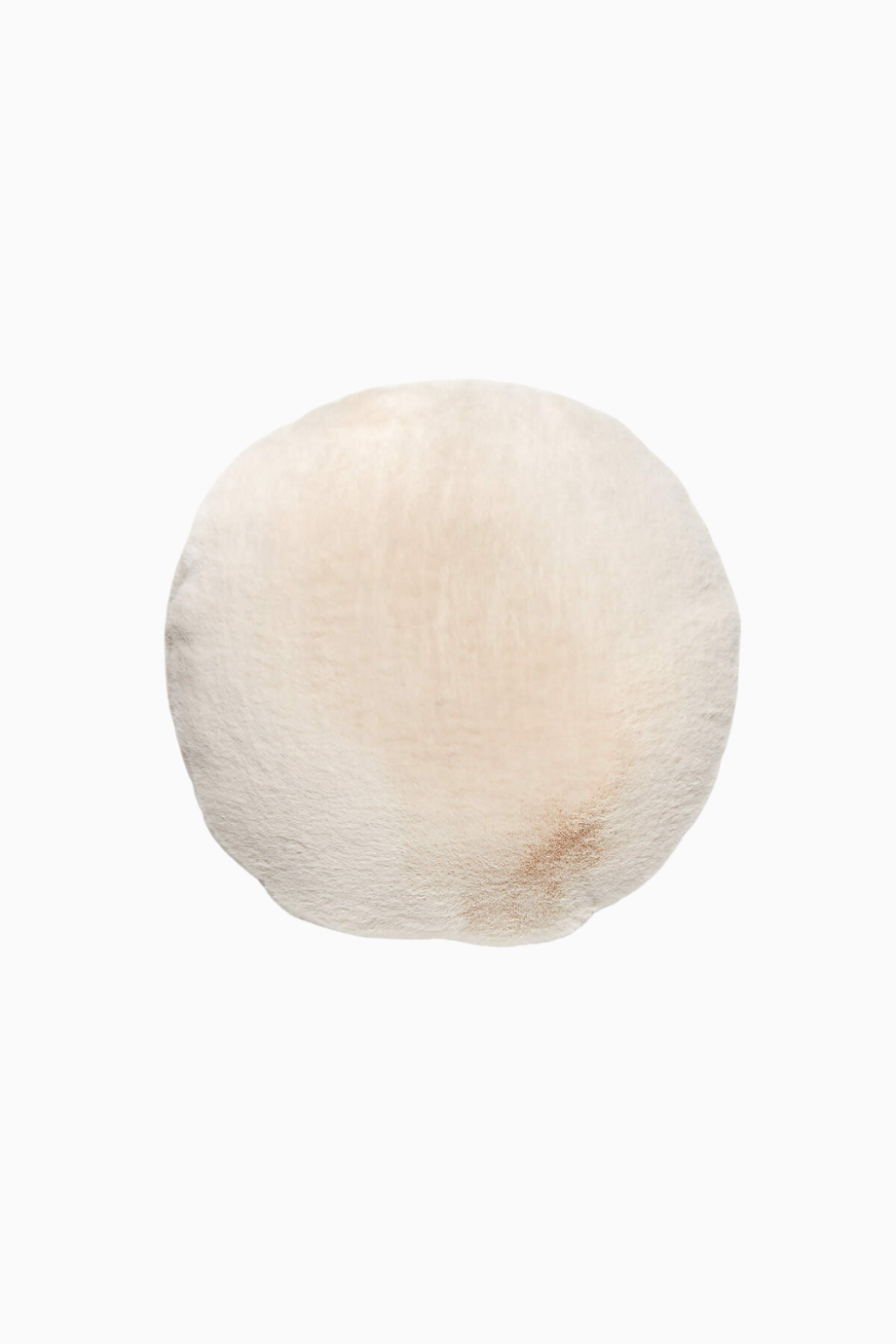 Harlee Yuvarlak Fildişi Beyaz Suni Kürk Yastık 40 cm, Süper Yumuşak, Lüks Dokunuş