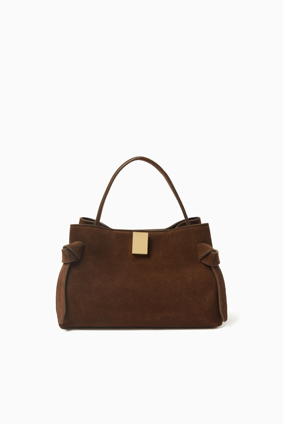 Gyoza Mini Bag İtalyan Süet Çanta, Kahverengi, Üst Saplı ve Omuz Askılı