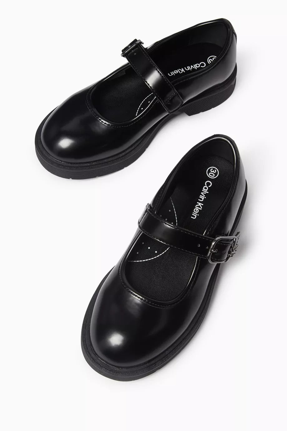 Jason Siyah Deri Ballet Flats, Ayarlanabilir Tokalı, Klasik Yuvarlak Burun