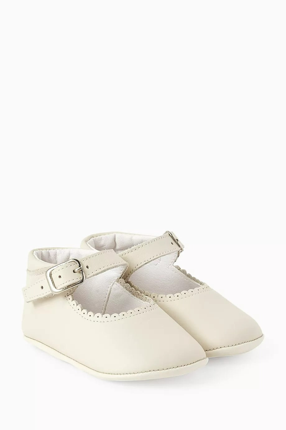 Nappa Deri Mary Jane Ayakkabılar, Kırık Beyaz, Yumuşak ve Esnek Tabanlı